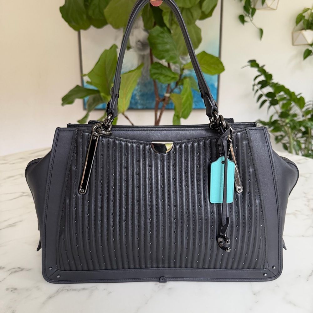 Coach Dreamer 36 With Quilting And Rivets Black Sample Bag Satchel Crossbody